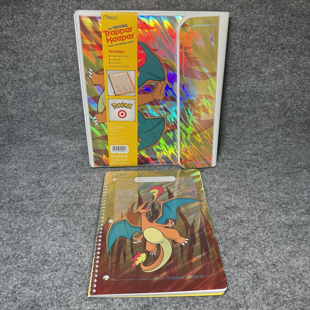Pokemon Target Charizard Trapper Keeper Binder + Notebook Bundle Holographic NEW